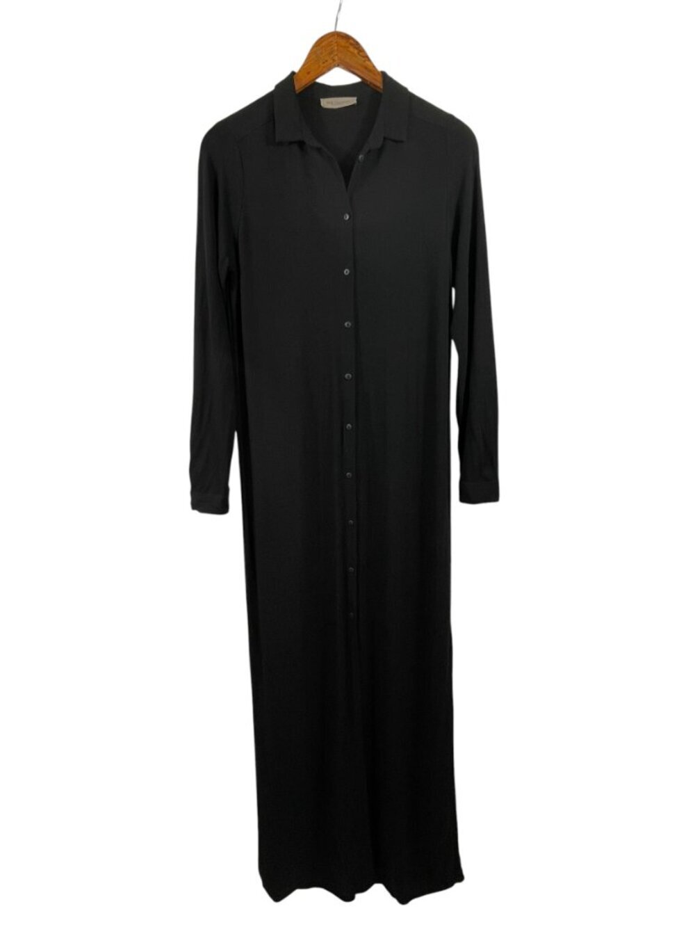 Philosophy Black Button Front Maxi Shirt Dress Long Sleeve Minimal Small 4/6 - Picture 3 of 11